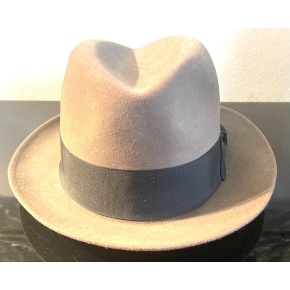 Dobbs Fifth Avenue Vintage Grey Wool with Black Band No Feather Fedora Hat 56/7 - Picture 1 of 10